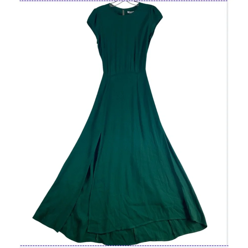 Reformation Gavin Midi Dress Sz 2 Emerald Green Cut Out Lightweight - Picture 2 of 12